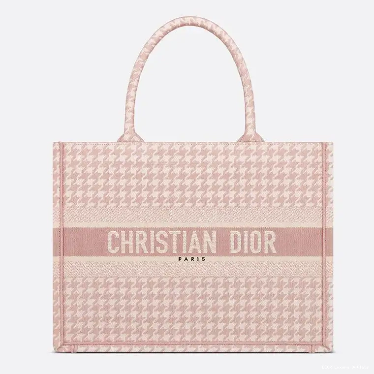 Canvas Motif Tote Cherry Houndstooth Book Dior Macro 0328 Luxury